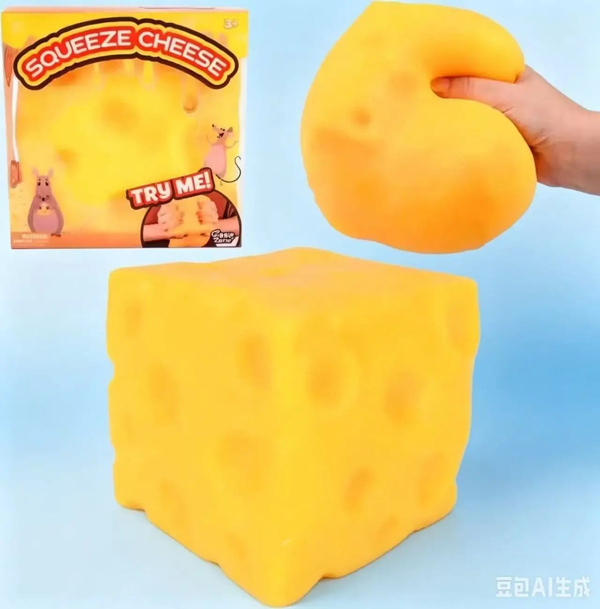 Sticky Soft Cheese Block-yellow, Plastic Decompression Toy, with Squeezing Function To Pinch The Toy To Vent.