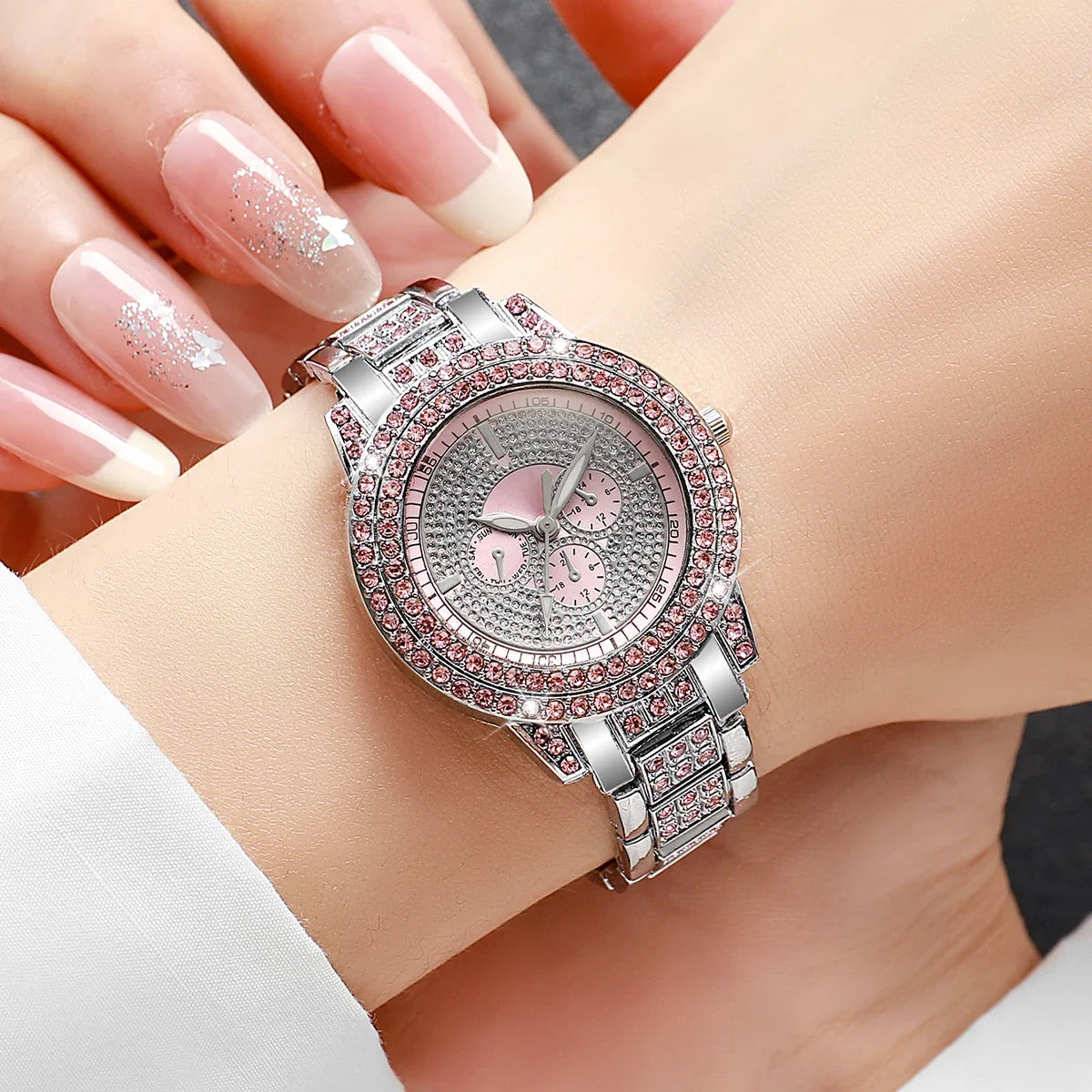 20262026 Spring Fashion Quartz Watch Accessories Set for Men and Women, Simple and Trendy Double Row Bracelet Cross Set