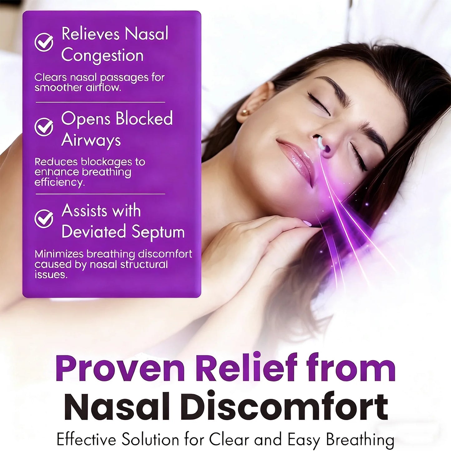 Silicone Anti Snoring Nose Clip Elastic Nasal Dilator for Better Sleep Improved Airflow Travel Home Use Comfort