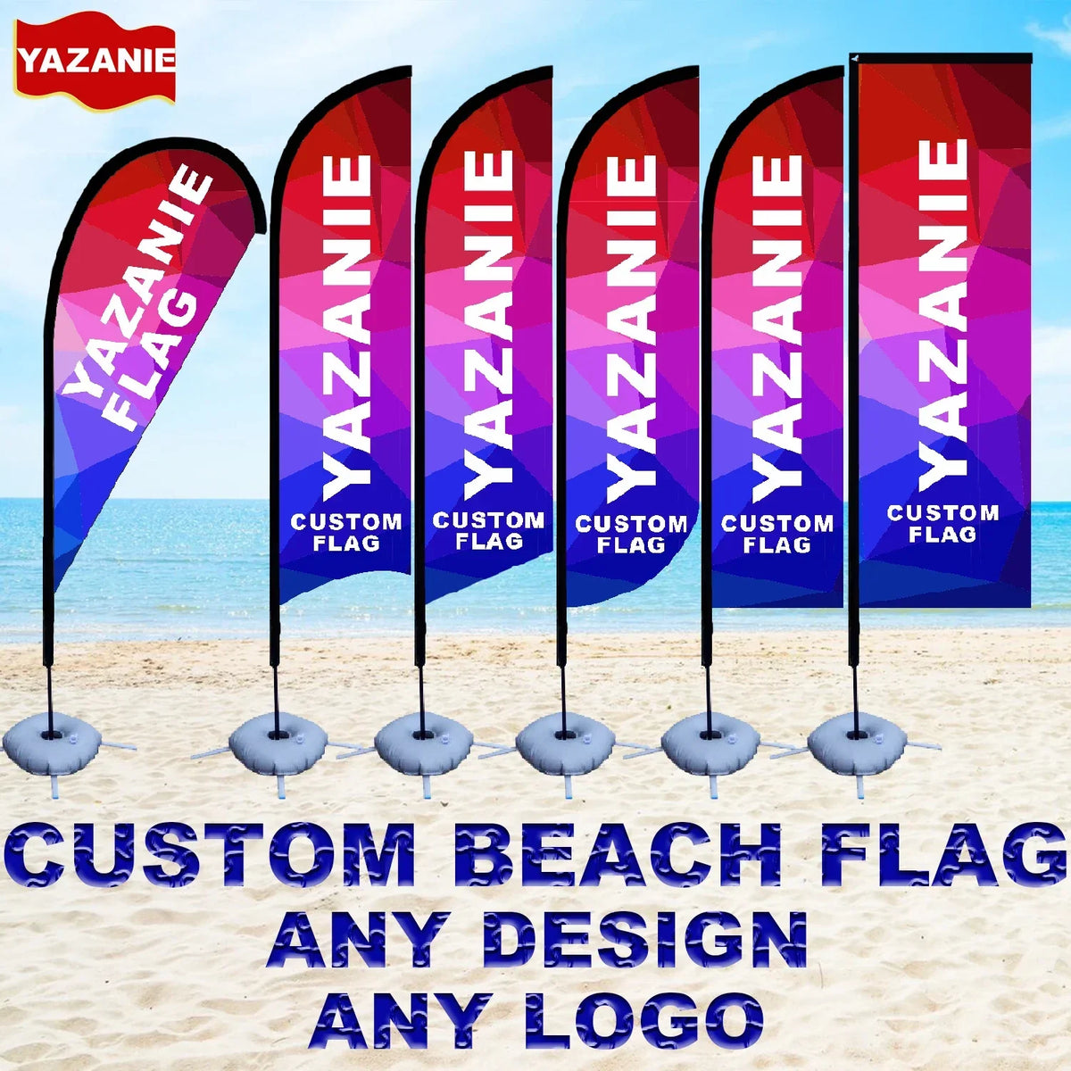 Single or Double Sided Custom Beach Feather Flag Advertising Swooper Teardrop Flag for Outdoor Business and Events Promotion