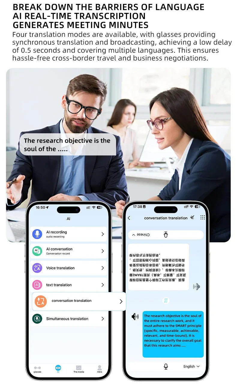 2026 New Smart Glasses Video Recording AI Dialogue Translation 800W HD Camera EIS Anti-Shake Shooting Smart Glasses Men Women