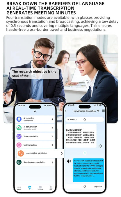 2026 New Smart Glasses Video Recording AI Dialogue Translation 800W HD Camera EIS Anti-Shake Shooting Smart Glasses Men Women