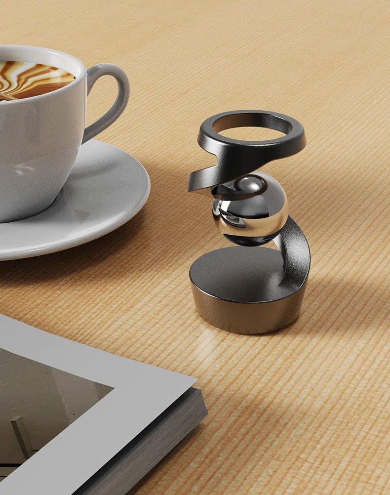 Desktop Rotating Gyroscope Finger Fidget Spinner Toy All Aluminum Alloy Spinning Gyro Silver Metallic Accents For Adults Gift