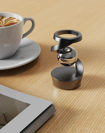 Desktop Rotating Gyroscope Finger Fidget Spinner Toy All Aluminum Alloy Spinning Gyro Silver Metallic Accents For Adults Gift