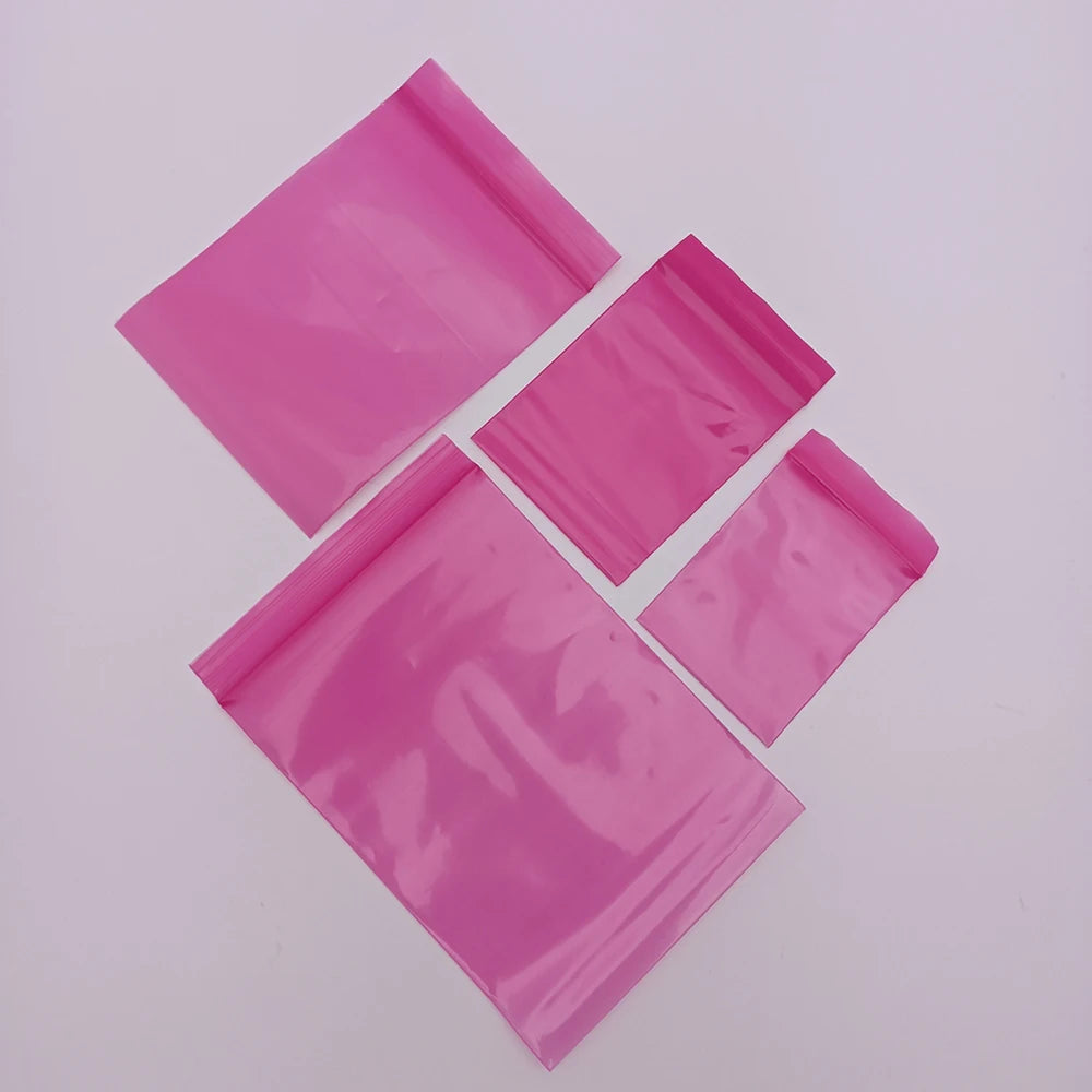Rose Red Plastic bag Small Size 4x6cm 7x10cm Reclosable Poly Sealing bag PE Zipper Bag  Pink plastic packaging bag 100PCS/LOT