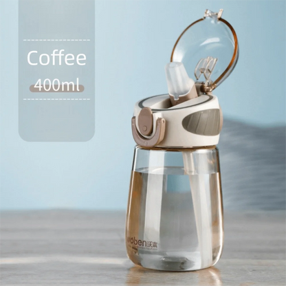 Portable Plastic Water Straw Cup Drop Proof with Scale Sippy Cup Leak-proof Food-Grade Silicone Water Bottle