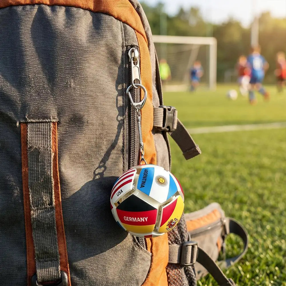 Mini Football Stress Relief Keychain Printed With Multiple Countries Flags Squeeze Sensory Toy Pocket Soccer Gift With Key Clip