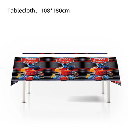 Cars Lightning McQueen Birthday Tableware Set Paper Cups Plates Tablecloth Napkins Banner Gift Bags Festive Event Essentials