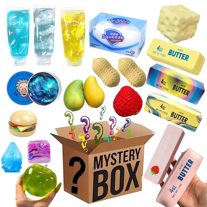 Mystery Box Random 1PC Squeeze Toy Squishy Fidget Toy Butter Food Shape Stress Relief Sensory Decompression Blind Box Kids Gift