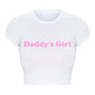 Daddy's Girl Funny Letters Print Women Cropped Top Harajuku Kawaii Clothes 2000s Grunge T Shirt Baby Tee Tshirt Dropshipping