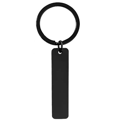 New Style Stainless Steel Custom Logo Name Keychain Rectangular Hang Tag Metal Key Ring Advertising Holiday Engraved Laser Gift