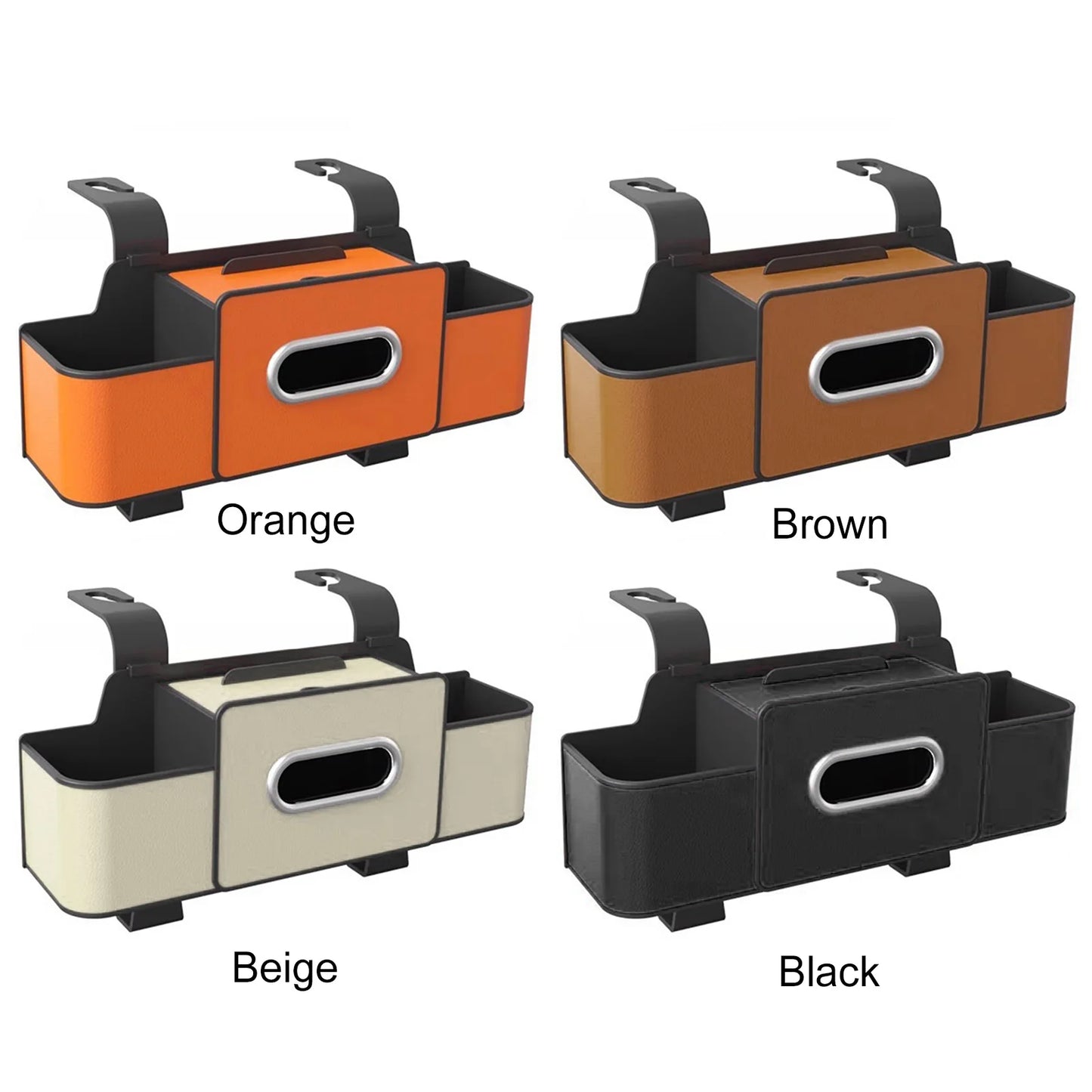 Multifunctional Car Organizer with Cup Holder Tissue Box and Hooks Vehicle Seat Back Hanging Storage Box Travel Accessories