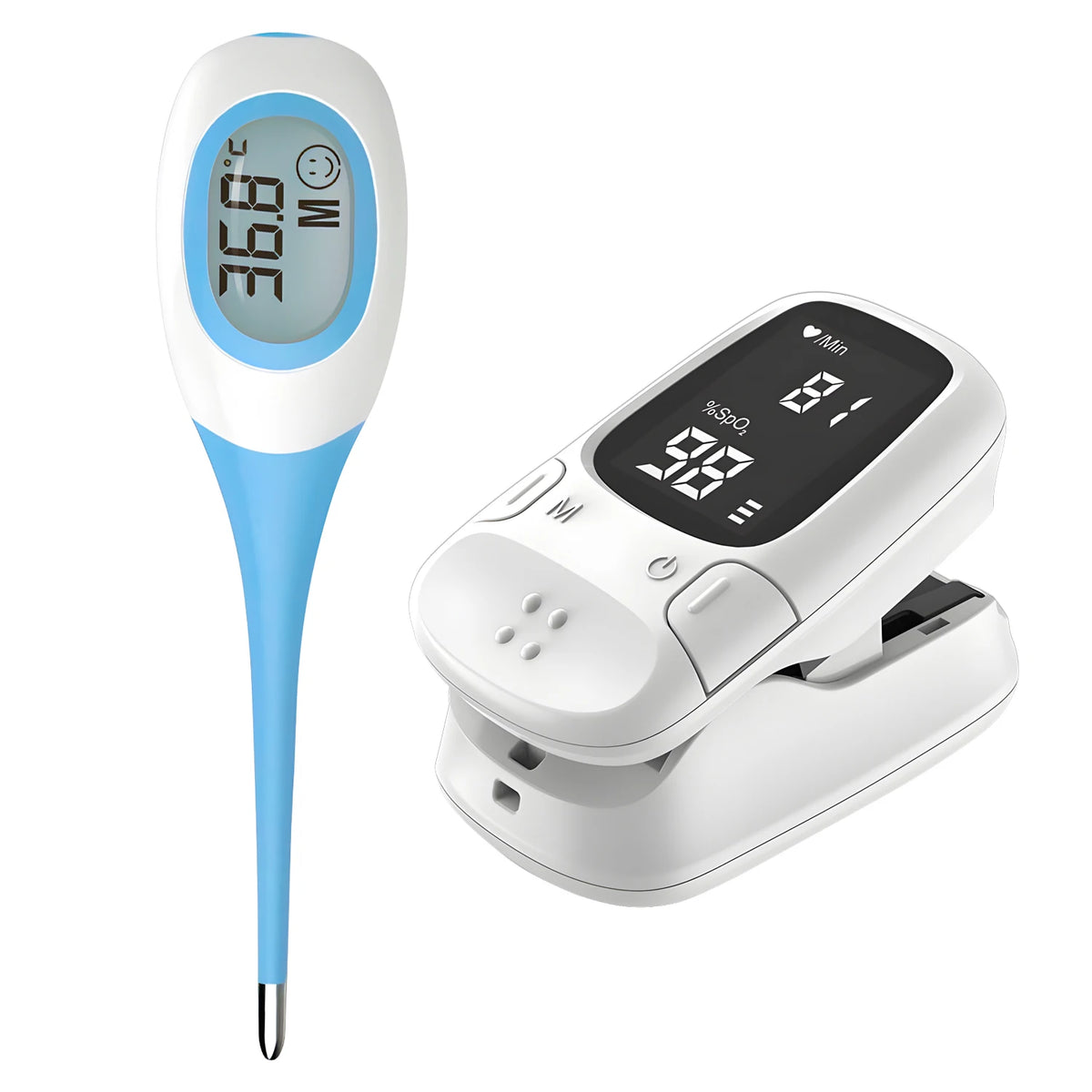 Electronic Soft Head Thermometer: Oral/Armpit Measurement for Household Adults & Children Finger Clip Pulse Oximeter