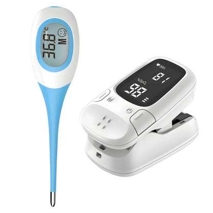Electronic Soft Head Thermometer: Oral/Armpit Measurement for Household Adults & Children Finger Clip Pulse Oximeter