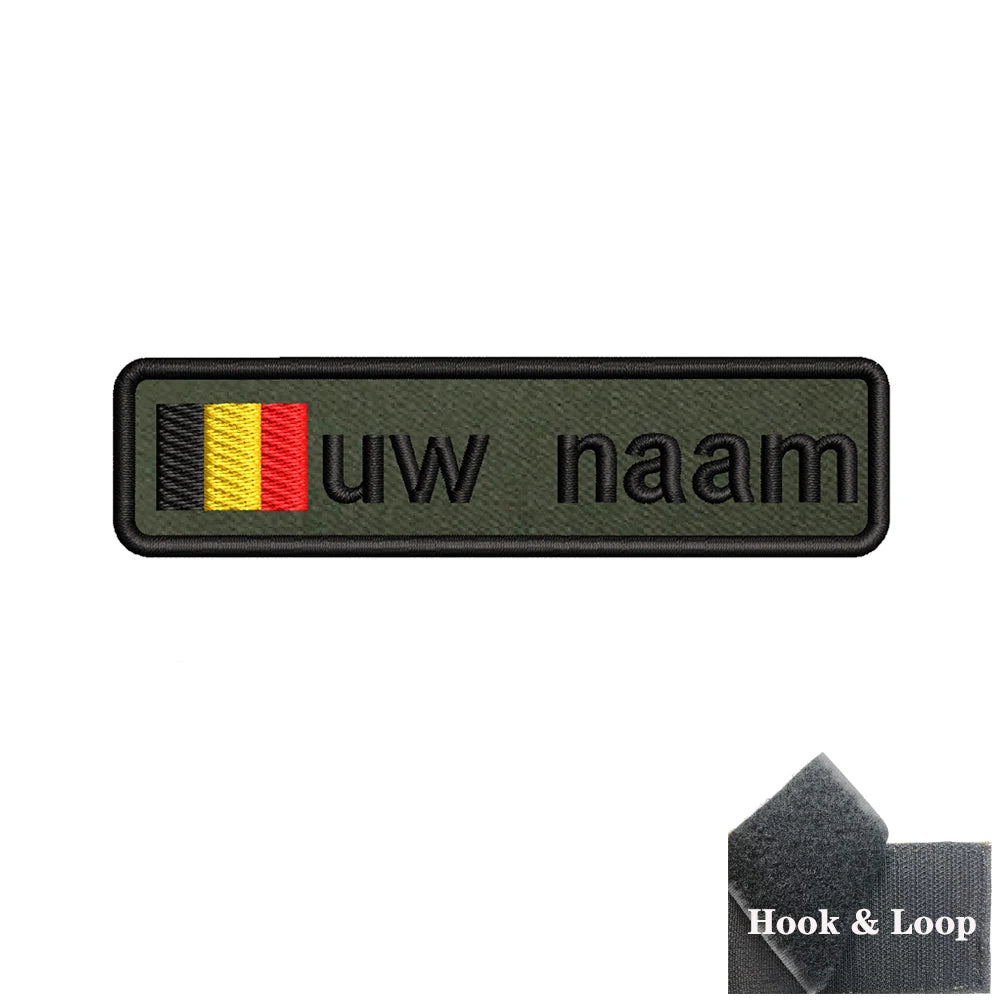 1PC 10cmX2.5cm Custom Name Flag Patch Badge Iron On Hook Loop Army green Netherlands Germany Russia France Belgium Italy Spain
