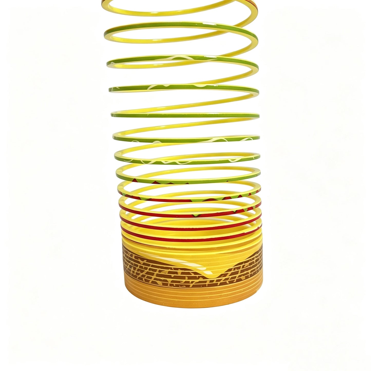 Cute Hamburger Pattern Mini Rainbow Slinky Toy Flexible Plastic Magic Spring Coil Fidget Toy for Kids 1/3/6Pcs Christmas Gift