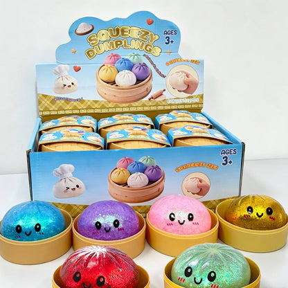 Giant Dumpling Squishies Bun Toy, Slow Rising Glitter Dumpling Stress Ball, Stress Relief Fidget Toy for Home Office toys