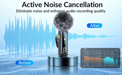 Wireless Lavalier Lapel Microphone With Windproof Mini Video Recording Mic Interview Live Recording Noise Cancelling For Phone