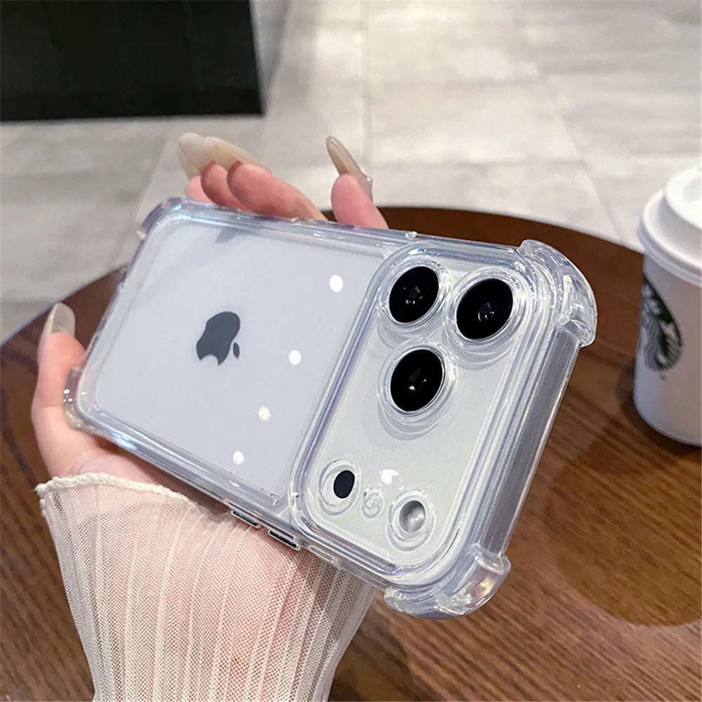 Luksusowe Etui Przeciwwstrząsowe Przezroczyste do iPhone 17 16 15 14 13 12 11 Pro X XR XS Max Plus Air Miękkie Przezroczyste Etui Bumper