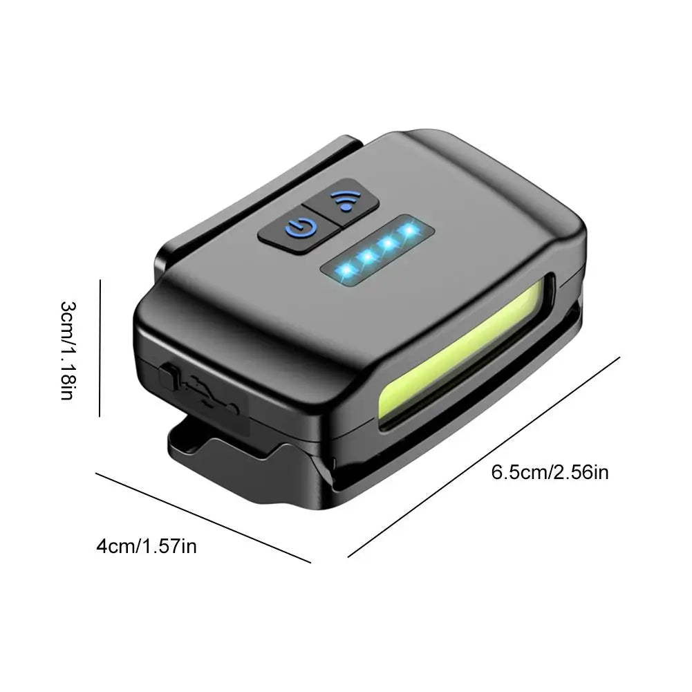 Motion Sensor LED Hat Clip Light, Rechargeable Waterproof Headlamp with Red Light for Night Fishing & Camping