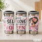 COOL Woman Motivational Vacuum Flasks 4-in-1 Stainless Steel Can Cooler Insulated Beer Soda Coffee Holder Dual Lids Fits 12oz