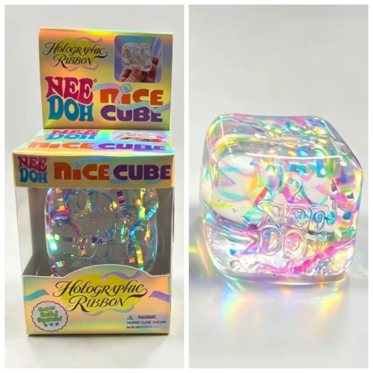 @Needoh Holographic Ribbon Squeeze Sensory Colorful Knead Stretch Anxiety Relief ADHD Fidget Leisure Adult Gift