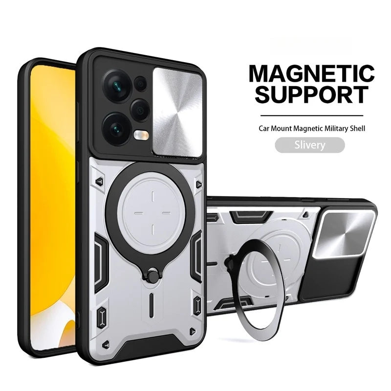 Armor Funda For Xiaomi Redmi Note 12 Pro 5G Case Slide Lens Protect Ring Stand Back Cover For Redmy Note12Pro Plus 12Pro 12S 12C