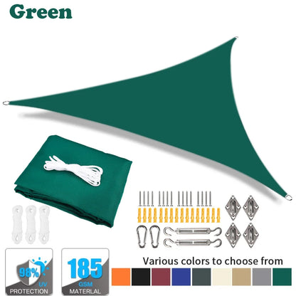 Triangle Sun Shade Sail Canopy UV Block Sun Shelter with Fixing Kits for Outdoor Patio Pool Beach Backyard Garden Sunscreen Tent