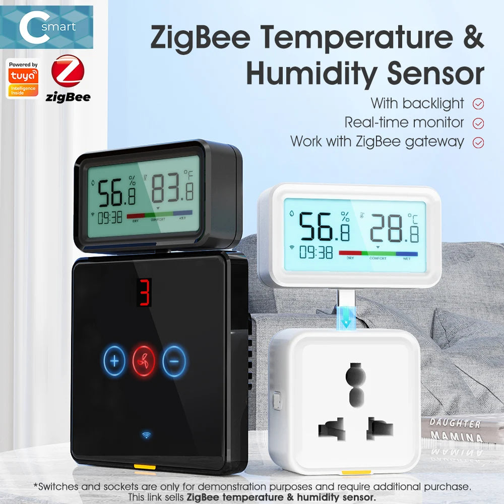 Zigbee Weather Station Digital Thermometer Room Tuya Smart Hygrometer Electronic Table Clock Temperature And Humidity Sensor