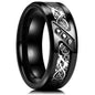 30 Colors Fashion 8MM Men Stainless Steel Celtic Dragon Rings Inlay Carbon Fiber Rings For Men Women Wedding Party Jewelry Gifts