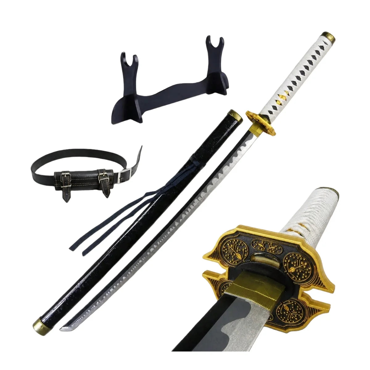 40inch 101cm Katana Sword Devil May Cry Vergil Yamato Wood Bamboo Blade Anime Cosplay Costume Prop Belt Holster Stand Holder Samurai Ninja Katana Wooden Sword Sabre Schwert Manga Game Cosplay Katana Toy Gift Collection Displa