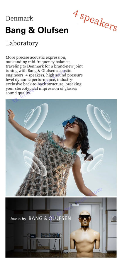 RayNeo Air 4 Pro smart AR glasses,Supports HDR10, 3840Hz, 4 speakers, 1200 nits,Micro-OLED dual-layer screen, clearer