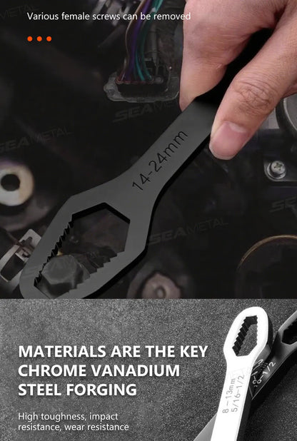 SEAMETAL 3-17mm 8-24mm Universal Torx Wrench Self-tightening Adjustable Glasses Wrench Board Double-head Torx Spanner Hand Tools