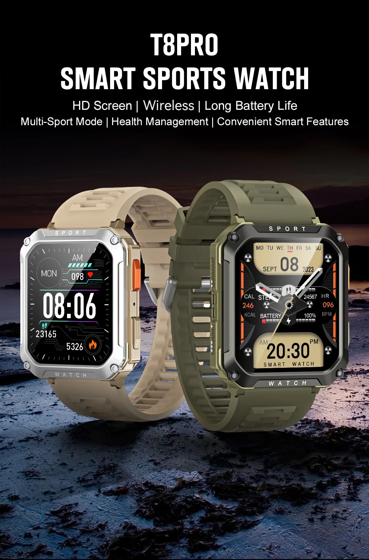 LIGE 2026 Zewnętrzny Smartwatch Męski 2.01" Ekran IP68 Wodoodporne Zegarki Wytrzymały Wojskowy Bluetooth Połączenia Smartwatch dla Androida i iOS