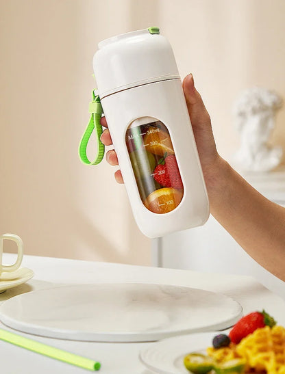 Portable Electric Juicer Cup 350mL for Smoothies Shaved Ice Juices12 Blade Stainless Steel Blender with Wireless Charging