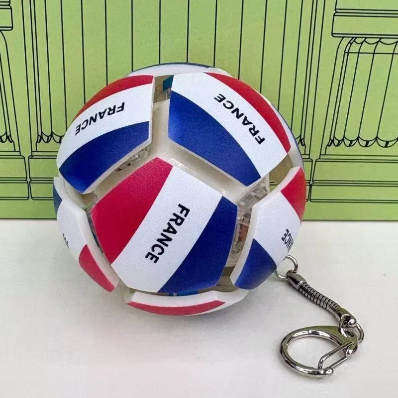 Soccer Keychain Fidget Toy Stress Relief Pendant for Fan Portable Decompression Ball with Gift Box Multi-National Team Souvenir