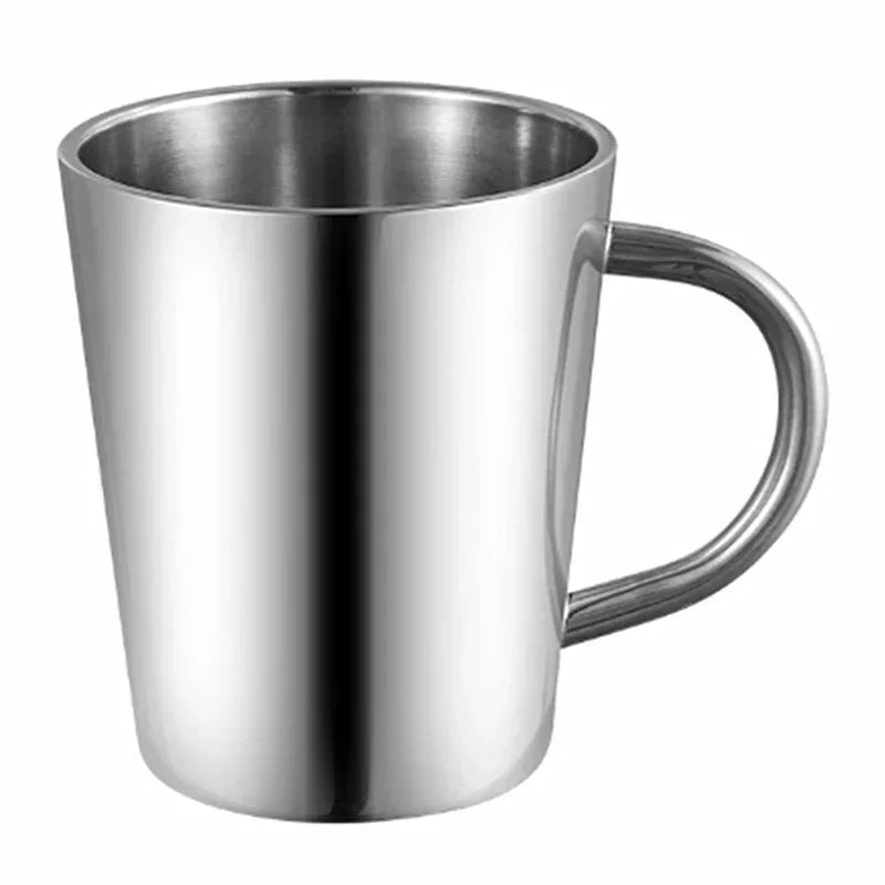 Stainless Steel Cup with Handle, Easy Clean Reusable Portable Water Cup 300/400ml for Office Outdoor Camping