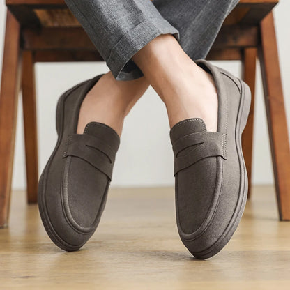 Suede Leather Mens Loafers Lightweight Man Casual Shoes Italian Brand Moccasins Comfortable Slip on Black Walking Driving Shoes