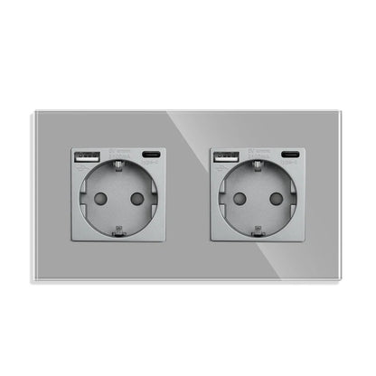 Bingoelec Grey Smart Light Switch and WiFi Wall Socket with Crystal Glass Panel Switches with Sockets Home Improvement
