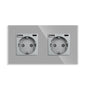 Bingoelec Grey Smart Light Switch and WiFi Wall Socket with Crystal Glass Panel Switches with Sockets Home Improvement