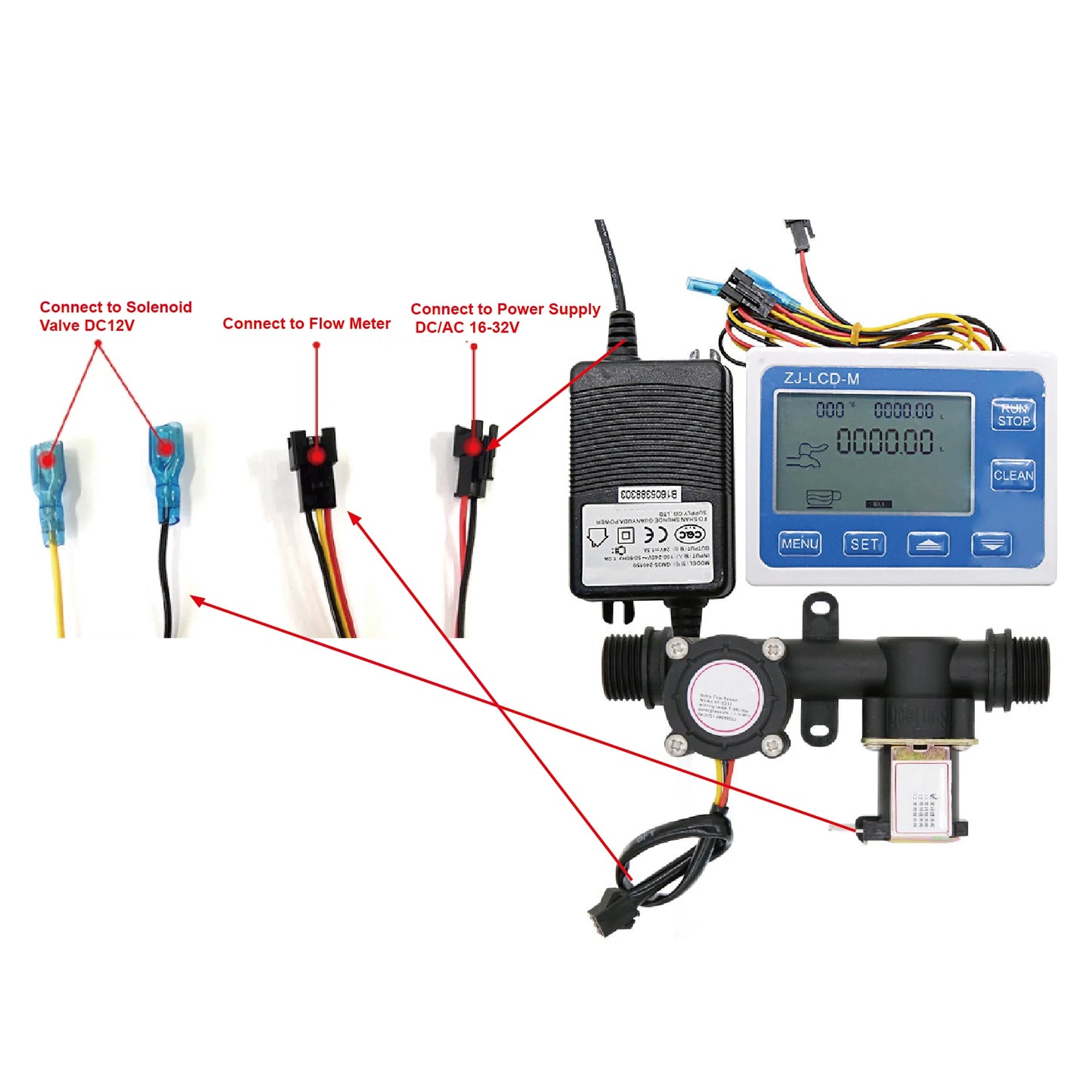 1/2 Inch Digital Flow Meter Integrated Valve Quantitative Control Kit DC3.5-24V 2-10L/min Durable Automatic Dosing Water Filling
