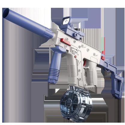 White/Blue Electric Water Gun, High-Pressure, Powerful, Long-Range, Summer Water Toy for Kids and Adults, Fully Automatic Continuous Firing, Large-Capacity Drum Water Tank, Beach and Pool Water Fight Gadget