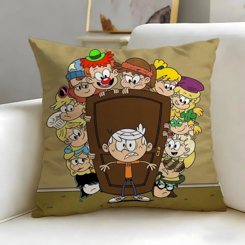 Popular Cartoon The Loud House Cushion Cover Soft & Easy-Wash Pillow Case – Versatile for Couch, Bed, Travel and Office