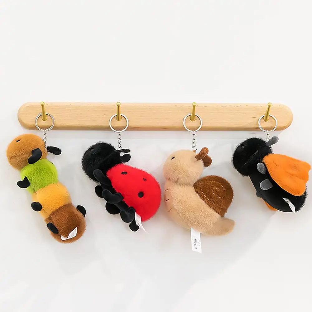 Small Insect Plush Pendant Keychain Animal Plush Toy Doll Keychain Creative Stuffed Doll Bag Pendant Cute Snail Bee Keyring