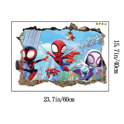 Cute mini Spiderman Super Heroes Wall Stickers For Kids Room Decoration Home Bedroom PVC Decor Cartoon Movie Mural Art Decals