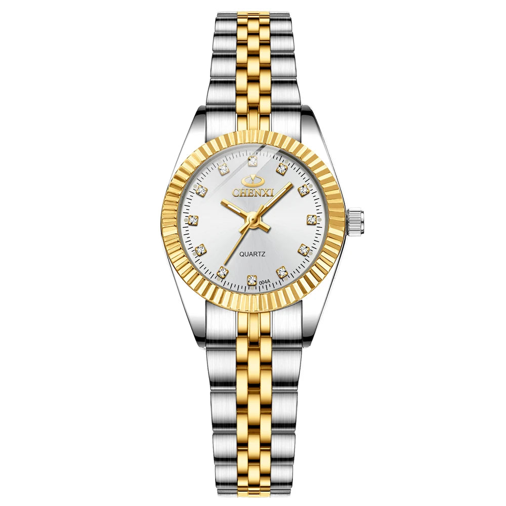 CHENXI Hot Sale Luxury Women's Golden Stainless Steel Small Dial Watch Quartz Charm Dress Trendy Wristwatch for Fashion Lady