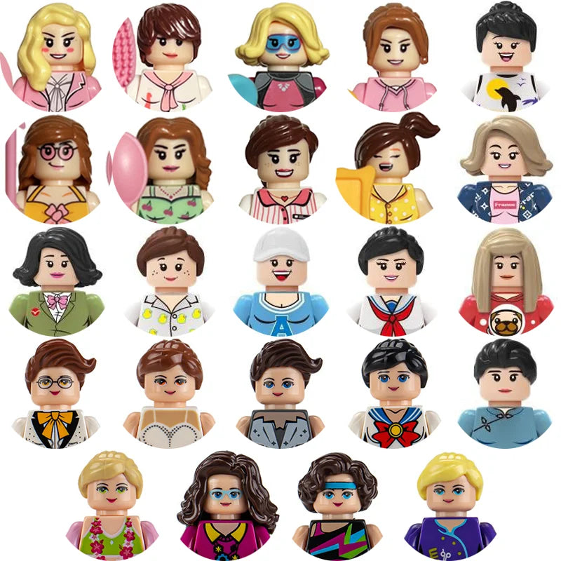 City character building block figure set, little block people, block accessories, engineer, doctor, firefighter, kids' toy