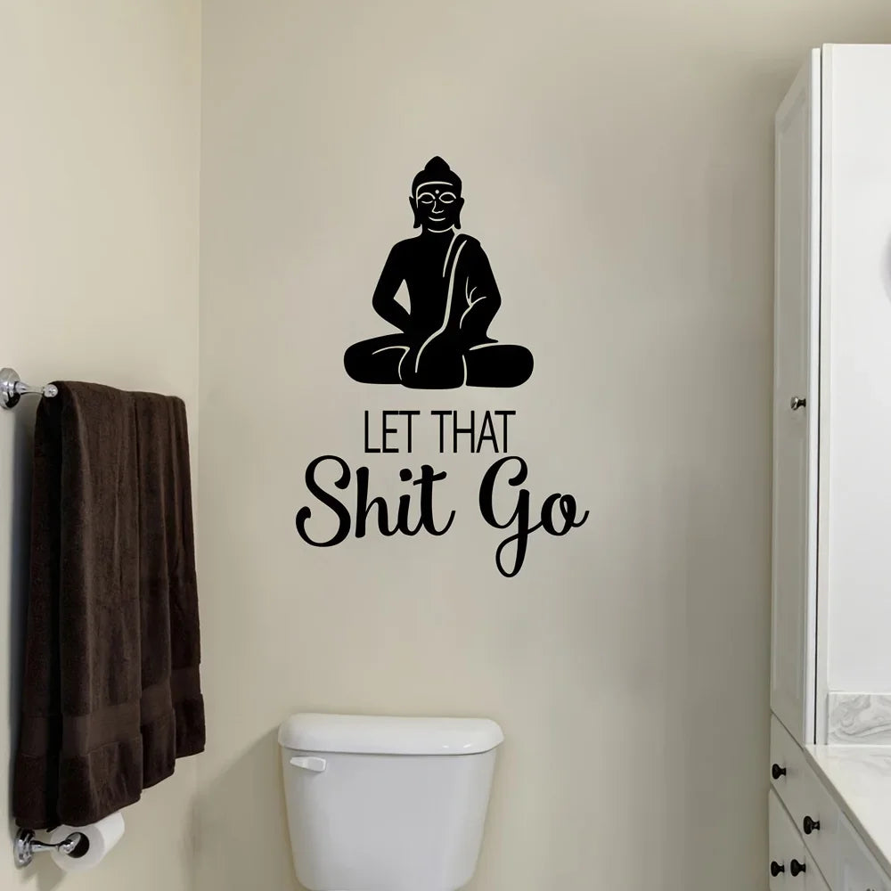 1pc Meditation Room Wall Decals Quote Buddha Religious Yoga Wall Art Vinyl Hippie Bathroom Sticker Decor 19.68×13.78In