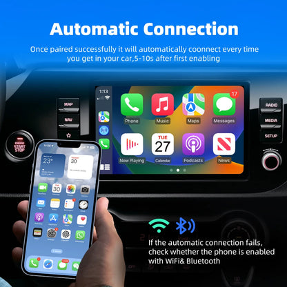 EKIY 2in1 Wired To Wireless CarPlay Dongle Android Auto Adapter Car Intelligent Systems AI Smart Box For Car With Wired CarPlay