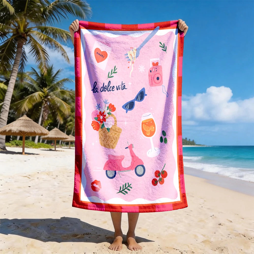 1pc Summer Vibes Beach Towel Collection: Cute & Stylish Printed Quick Dry Beach Blankets